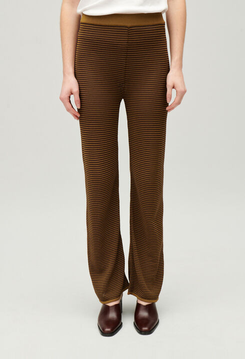 Brown striped trousers