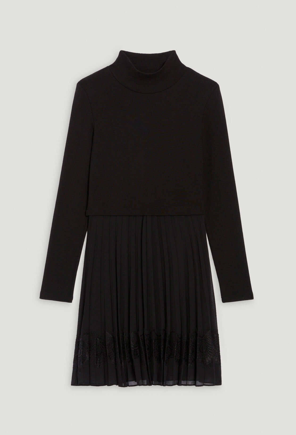 Twist short black pleated dress 