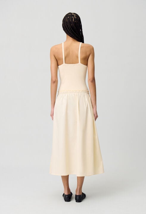 Midi dress with crochet bodice