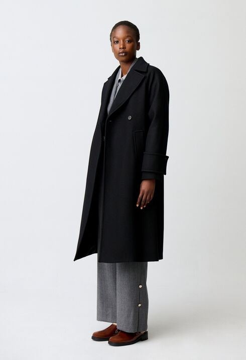 Mid-length wool blend coat