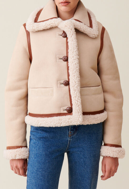 Beige shearling jacket