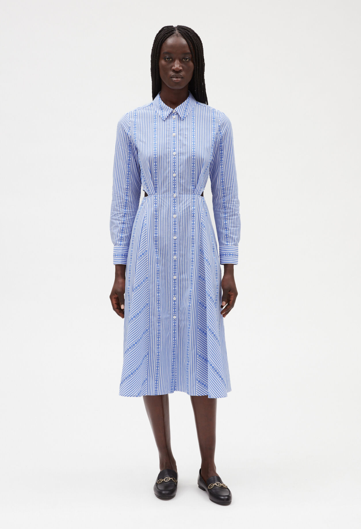 Sky blue mid length shirt dress