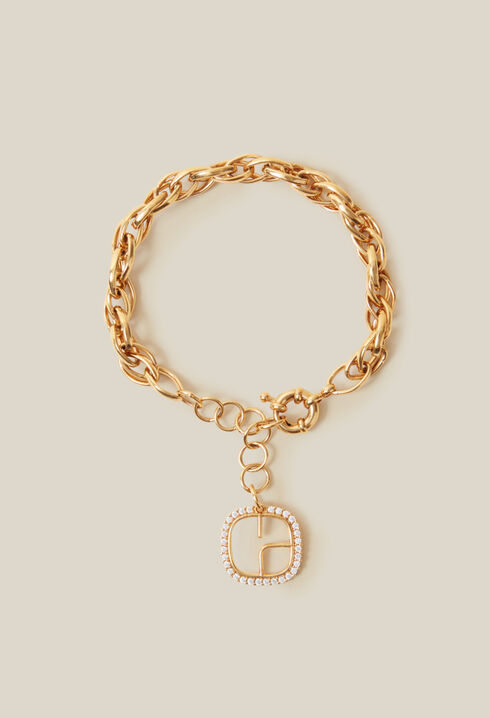 Gold chain bracelet with CP logo