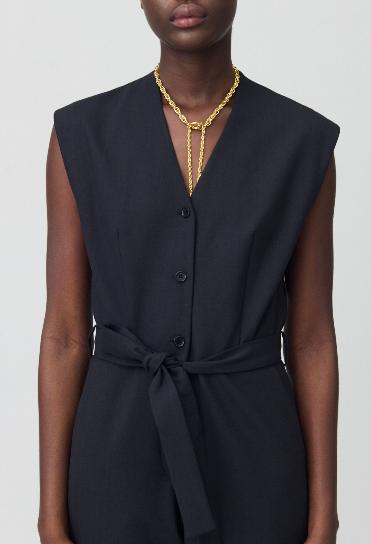 Black short-sleeve jumpsuit