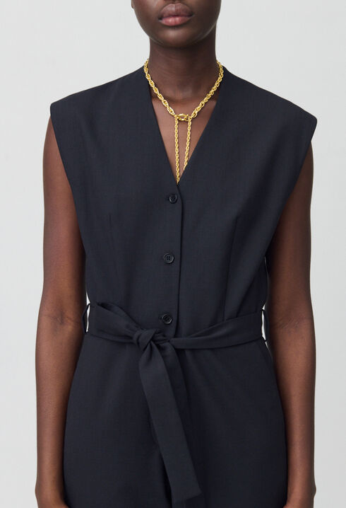 Black short-sleeve jumpsuit