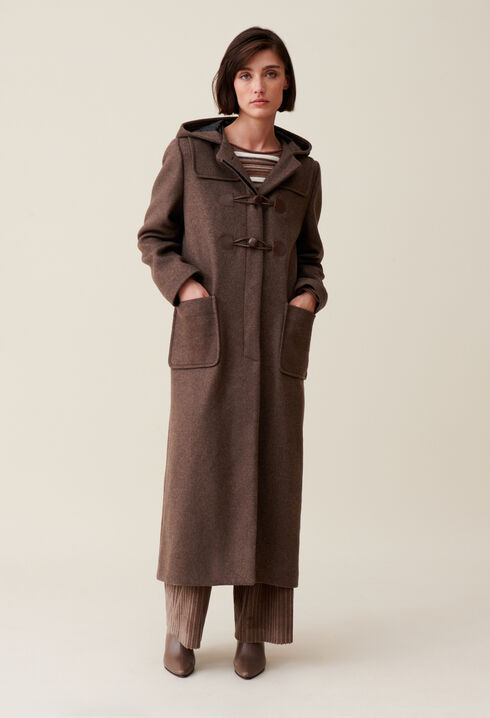 Brown long hooded coat