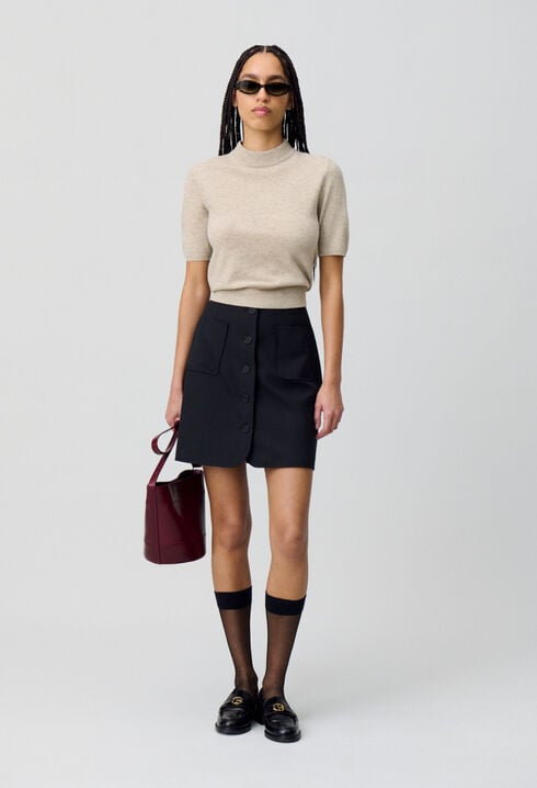 Wool jumper with high neck