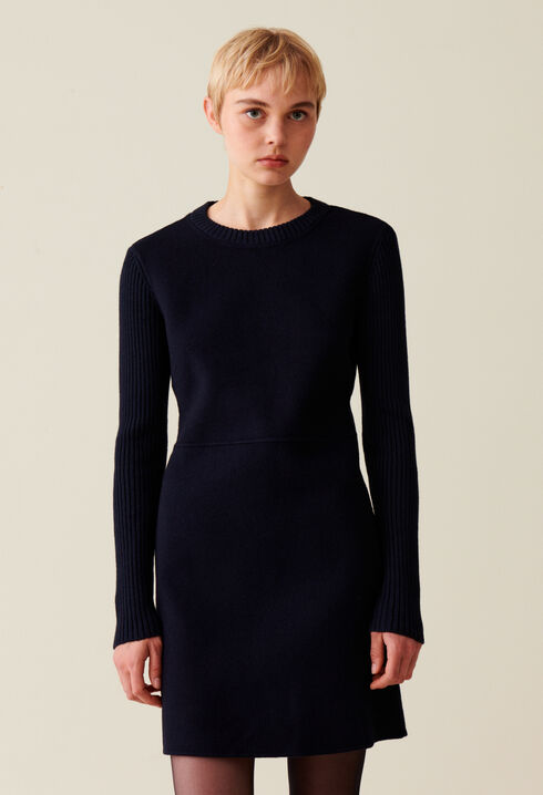 Short ribbed back knit dress