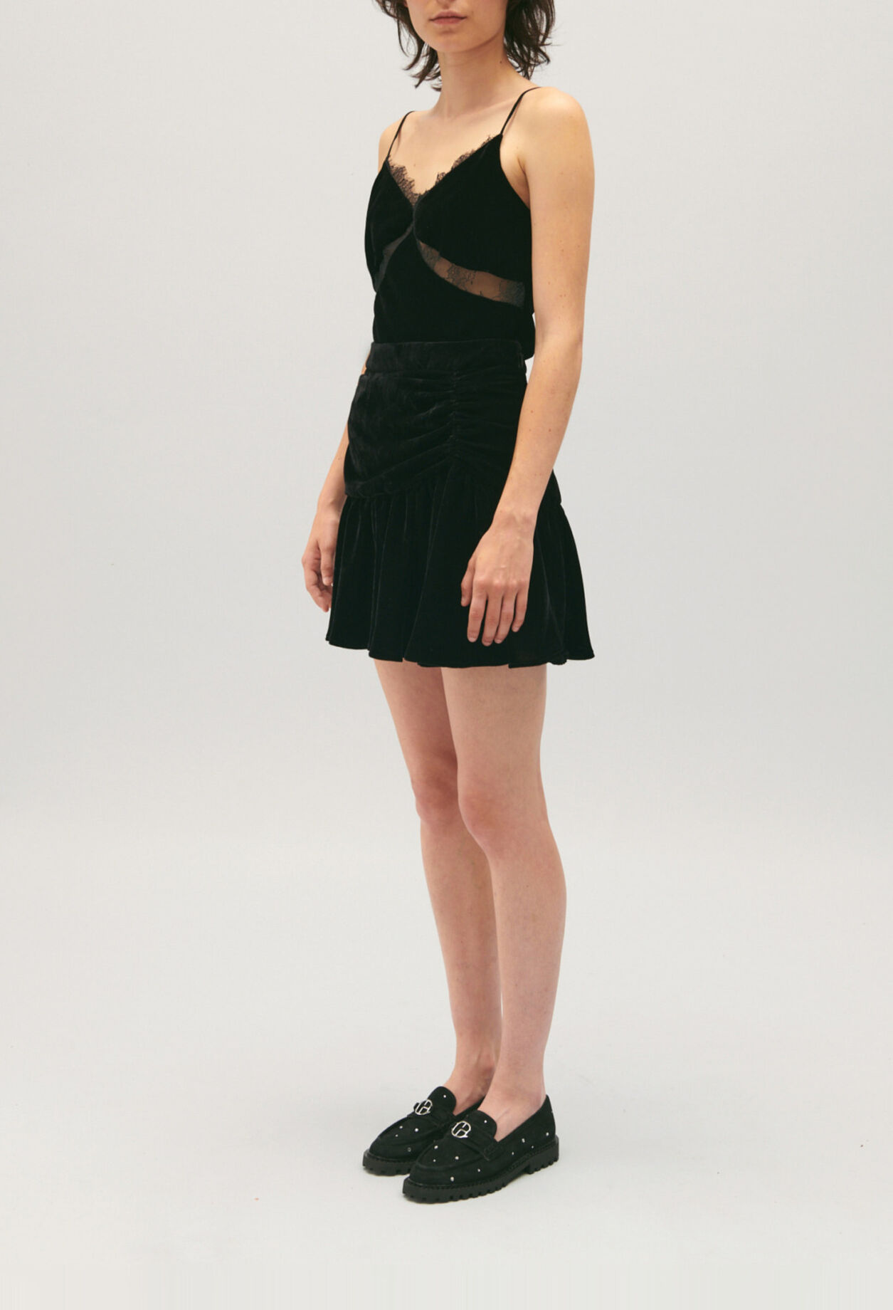 Velour short skirt