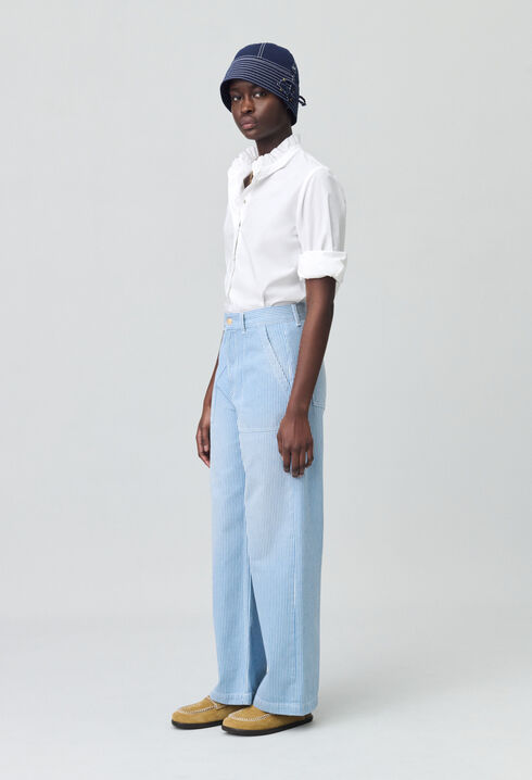 Wide-leg Faded Jeans