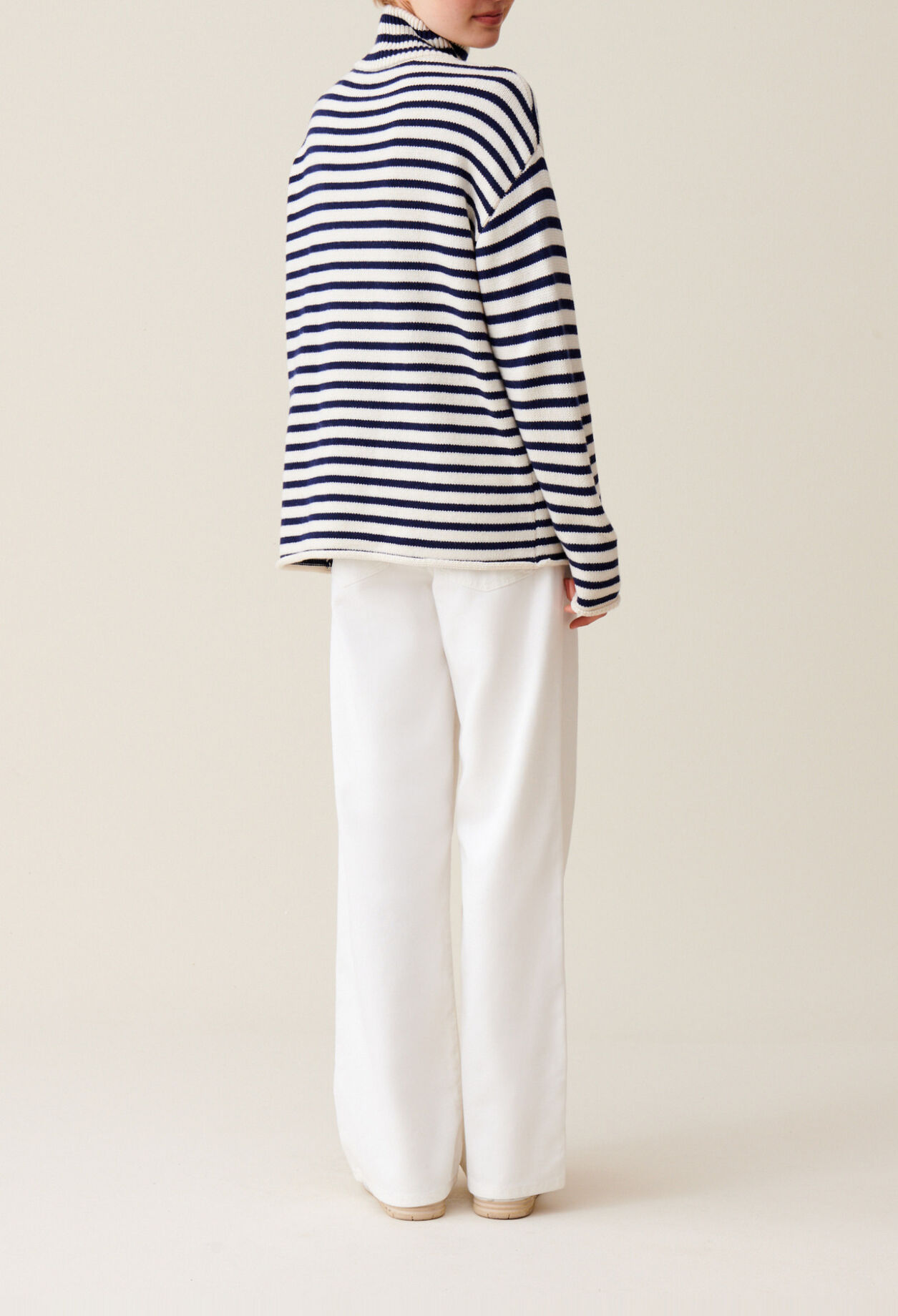 High-neck striped jumper