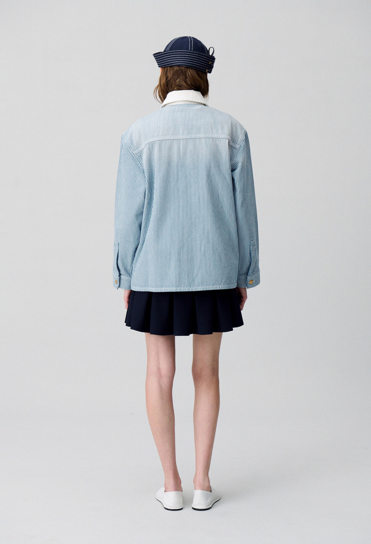 Striped denim gabardine jacket