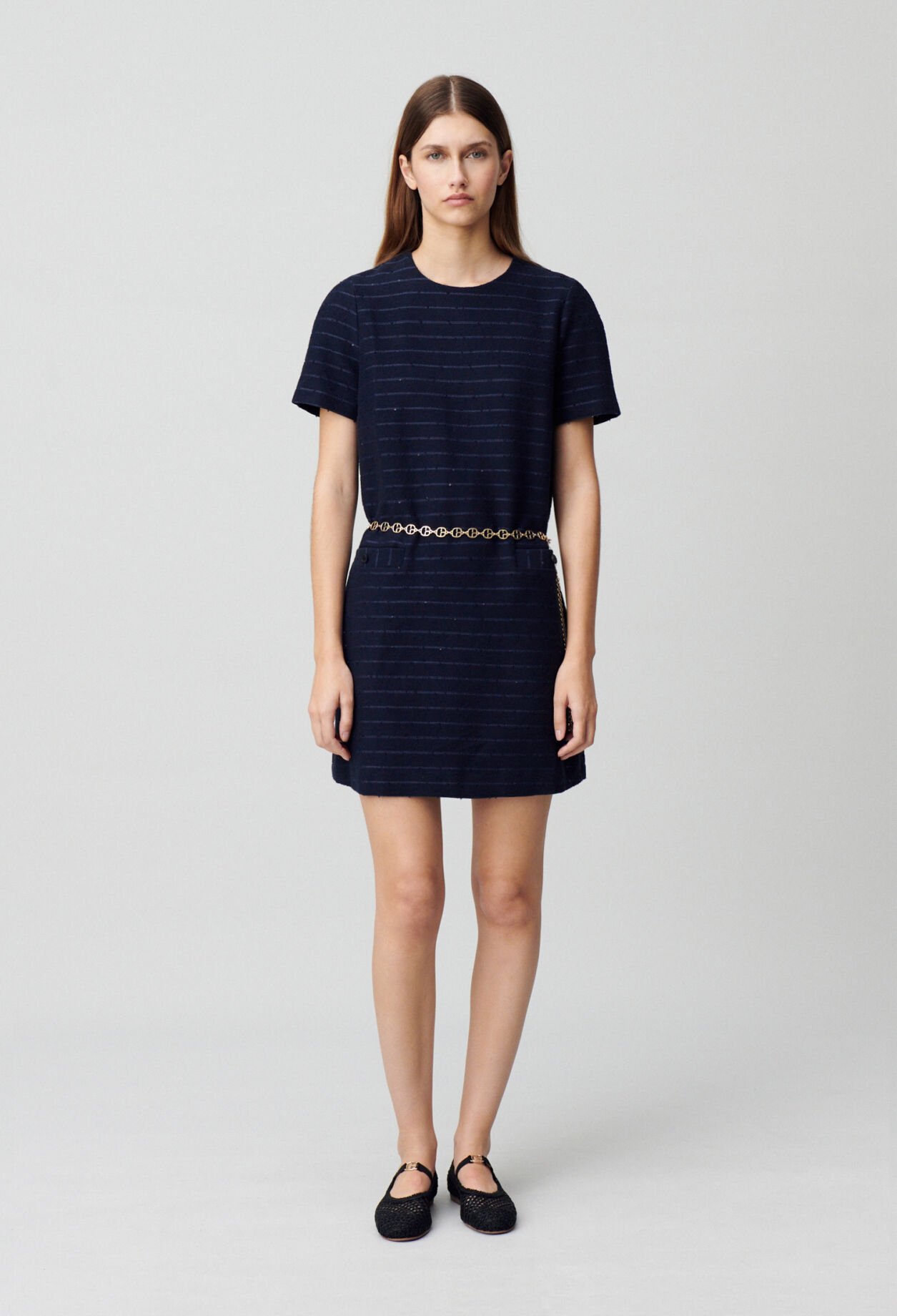 Striped straight short dress