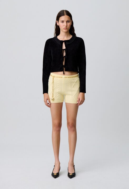 Velour knit cardigan