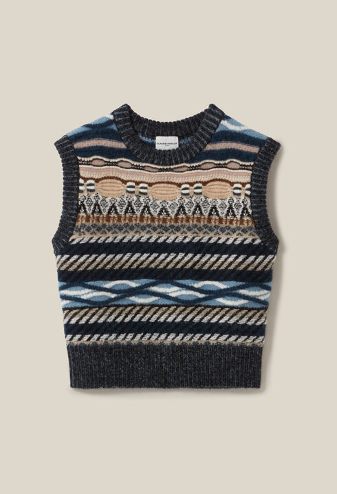 Sleeveless patterned striped jumper