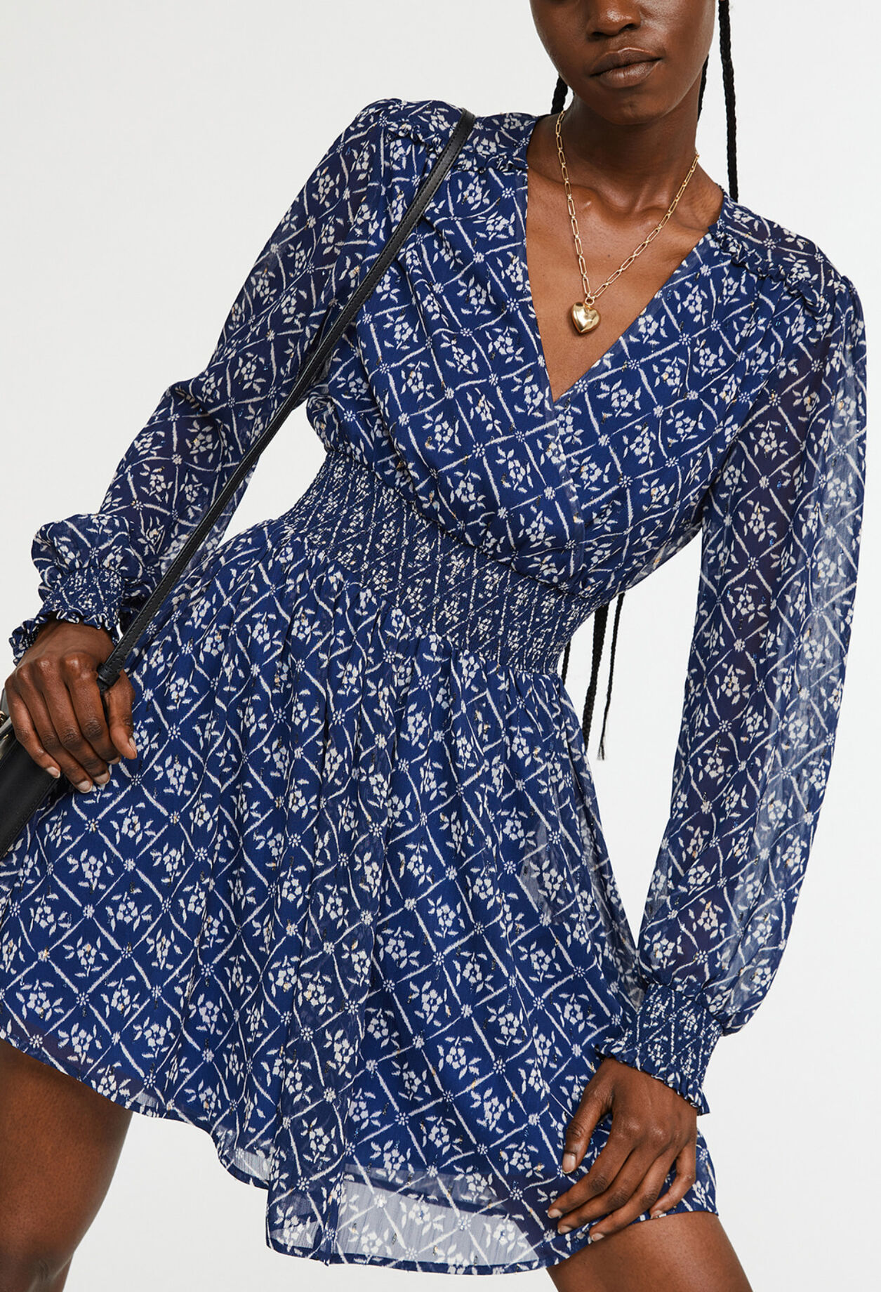 Robe courte à motif floral