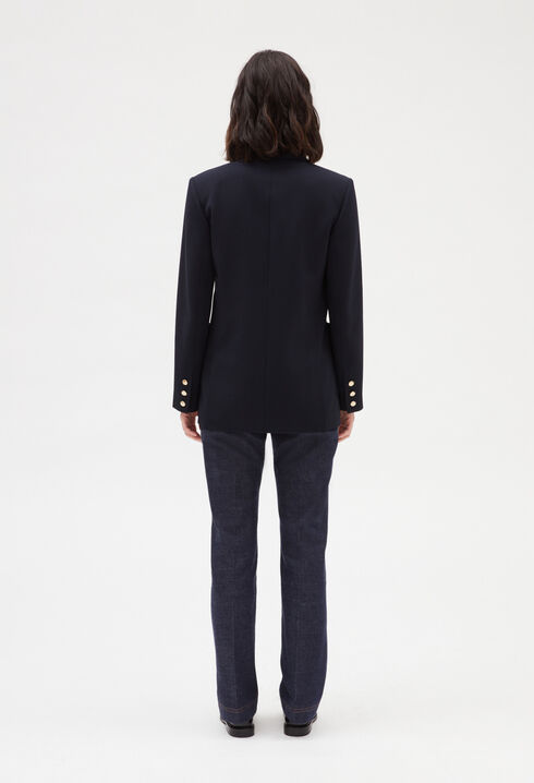 Blue double-breasted suit jacket