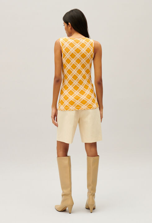Yellow checked vest top