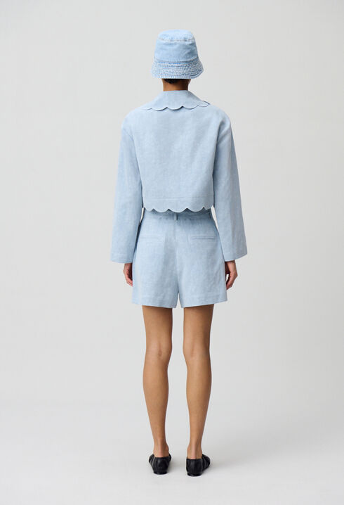 Belted Denim Shorts