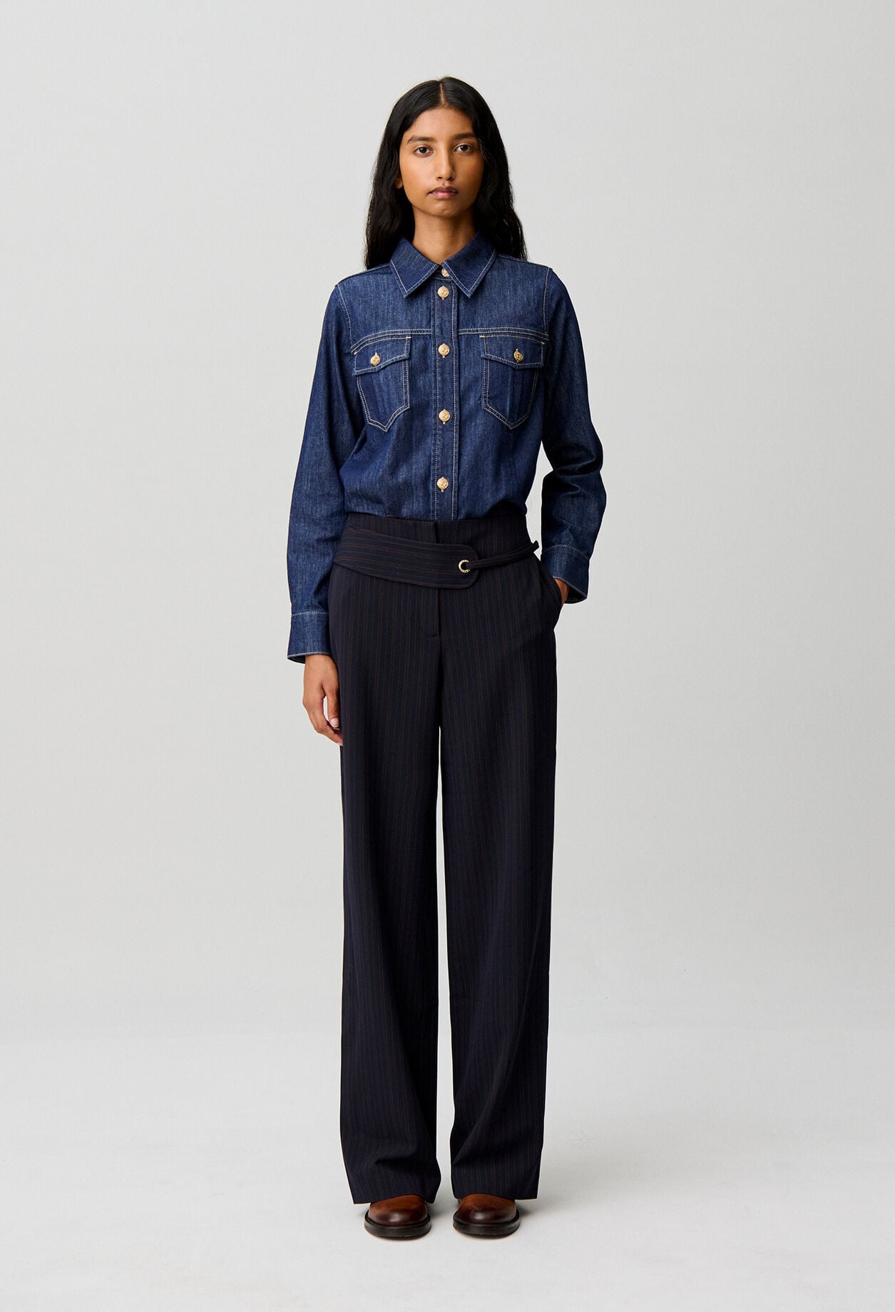 Straight striped trousers