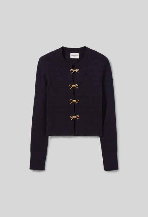 Thin knit jumper with bows