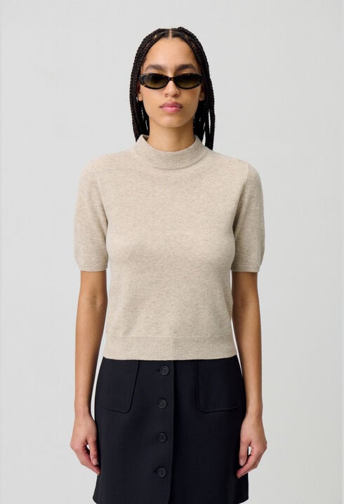 Wool jumper with high neck