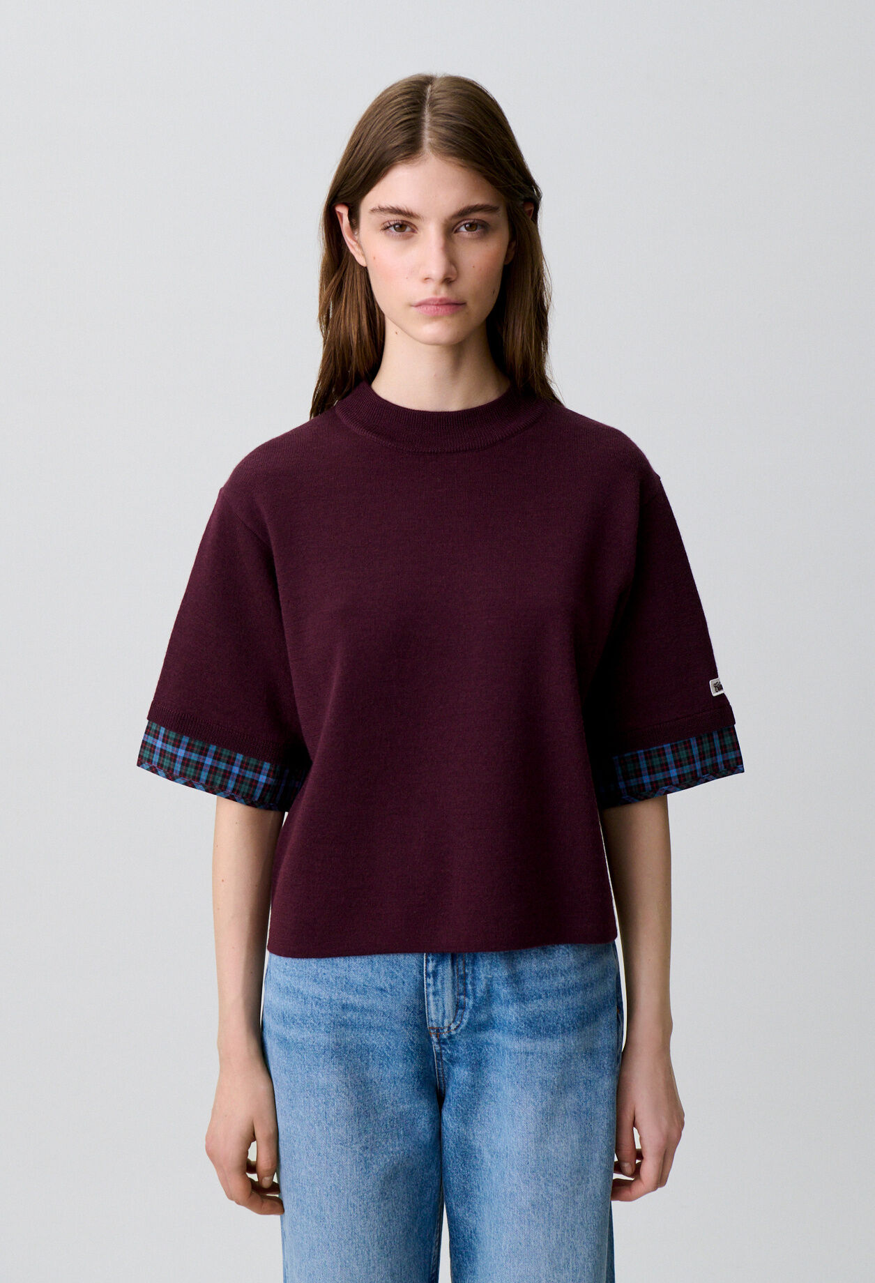 Knitted funnel neck jumper