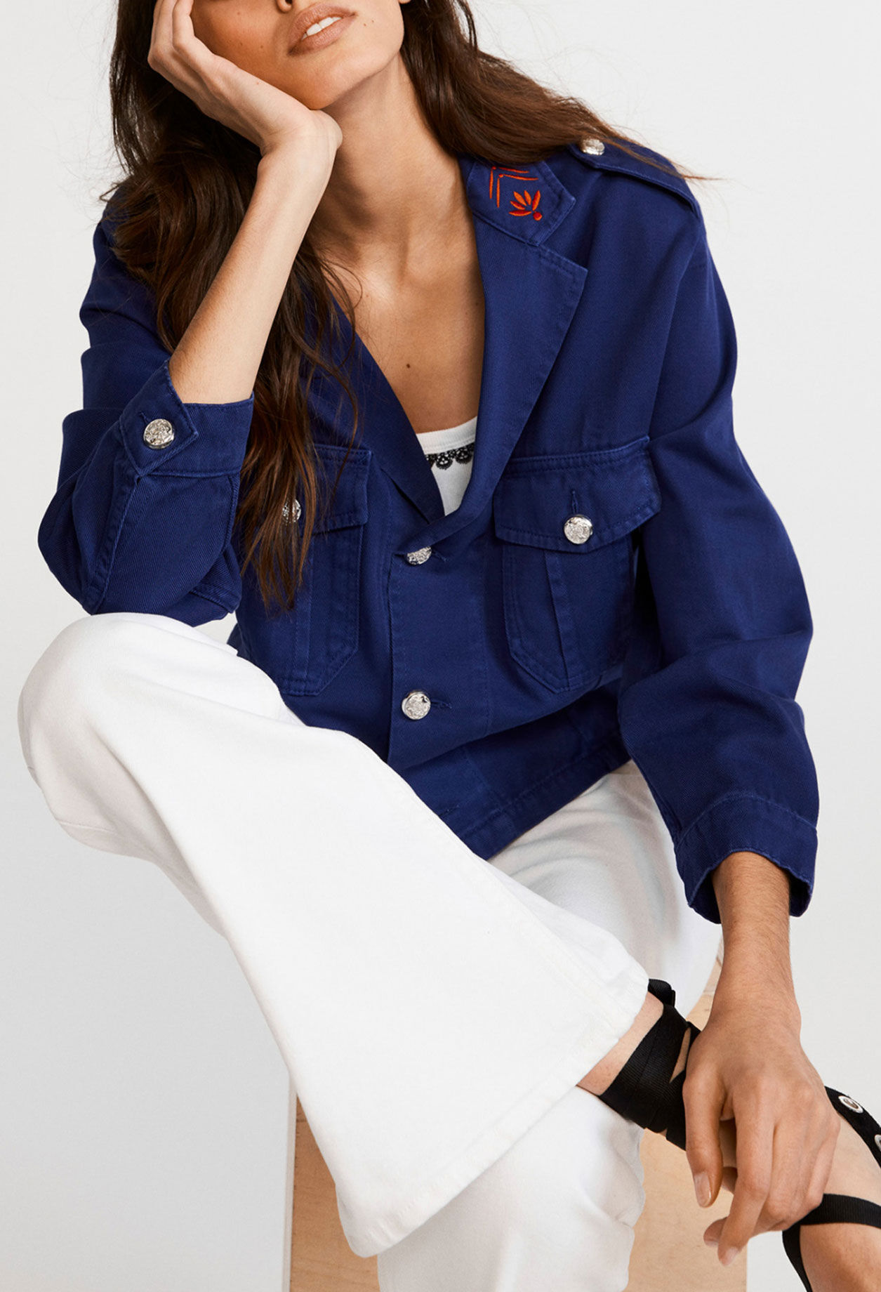 Cropped organic cotton denim jacket