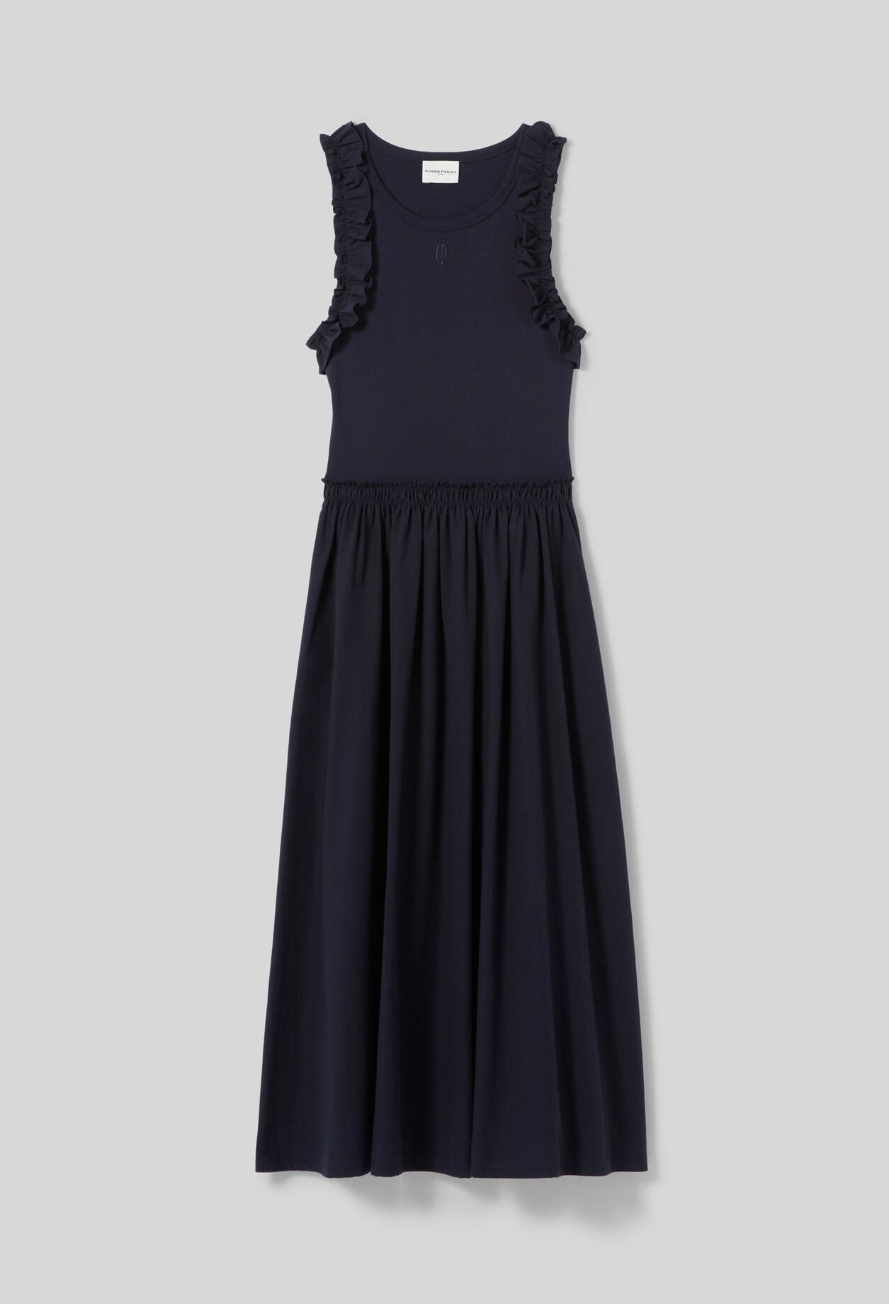 Bi-material cotton dress