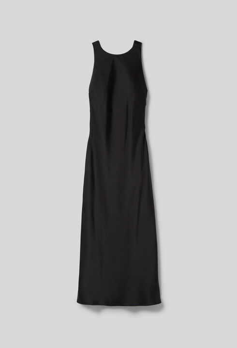 Satin Open-Back Maxi Dress