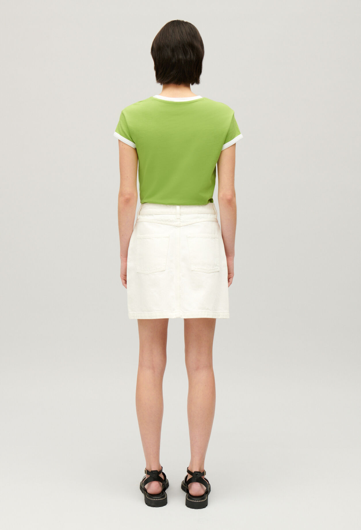 Cream denim short skirt