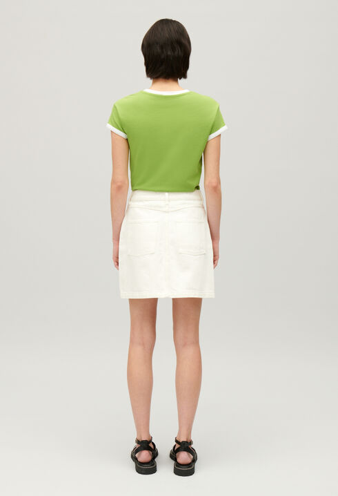 Cream denim short skirt