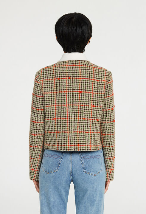 Veste &agrave; carreaux contrast&eacute;
