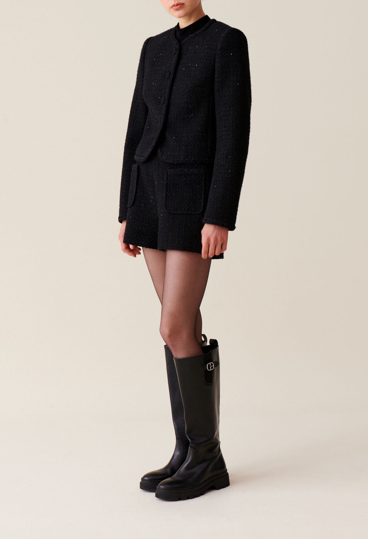 Black straight tweed jacket