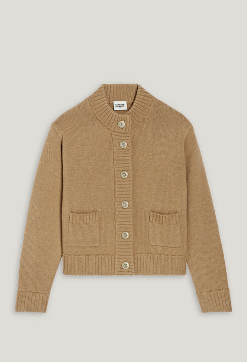 Cropped thick knit cardigan