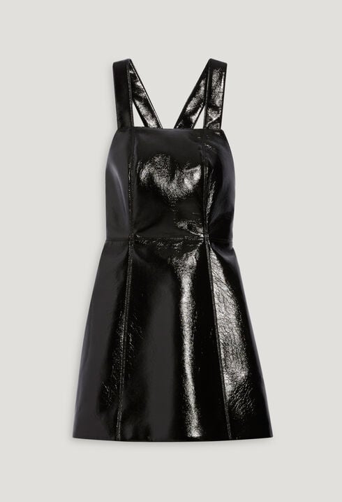 Short black vinyl dress