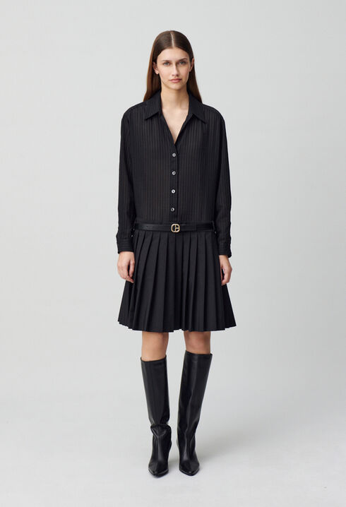 Striped mixed-fabric dress