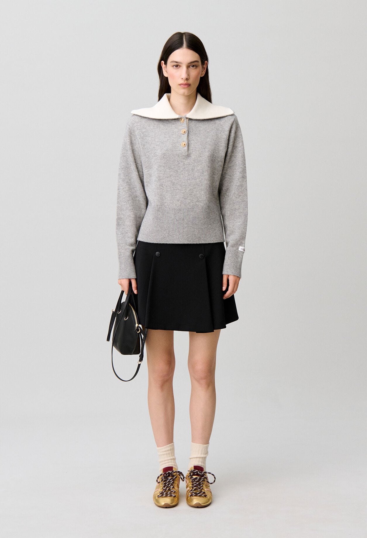 Relaxed wool half-zip jumper