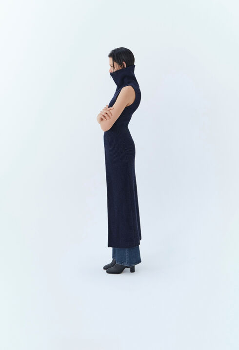 High Neck Zip Knit Dress