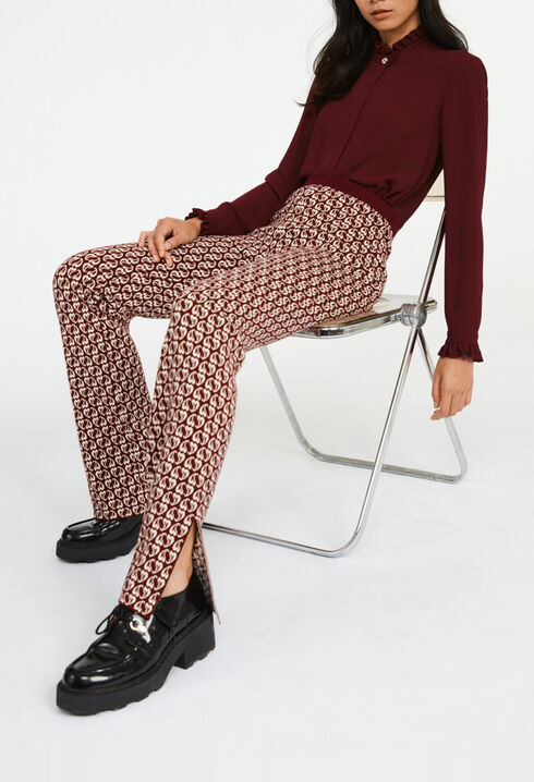Pantalon bicolore maille imprimé cœur