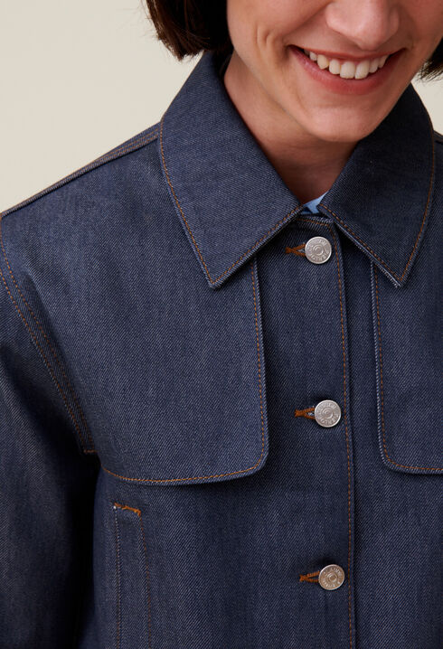 Oversized dark denim jacket