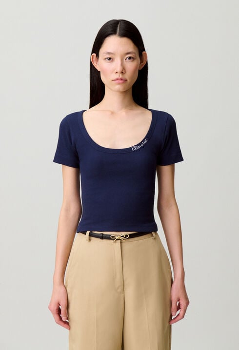 Embroidered cotton T-shirt