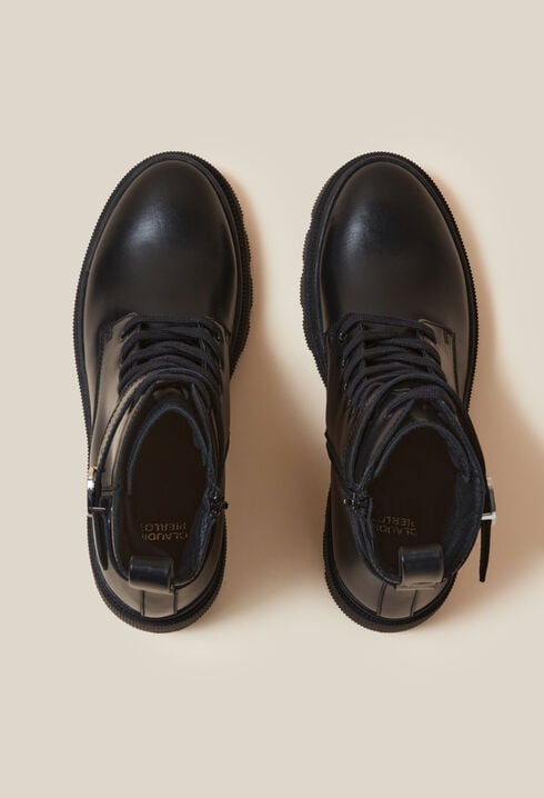 Leather combat boots