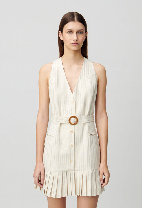 Pleated fitted short dress