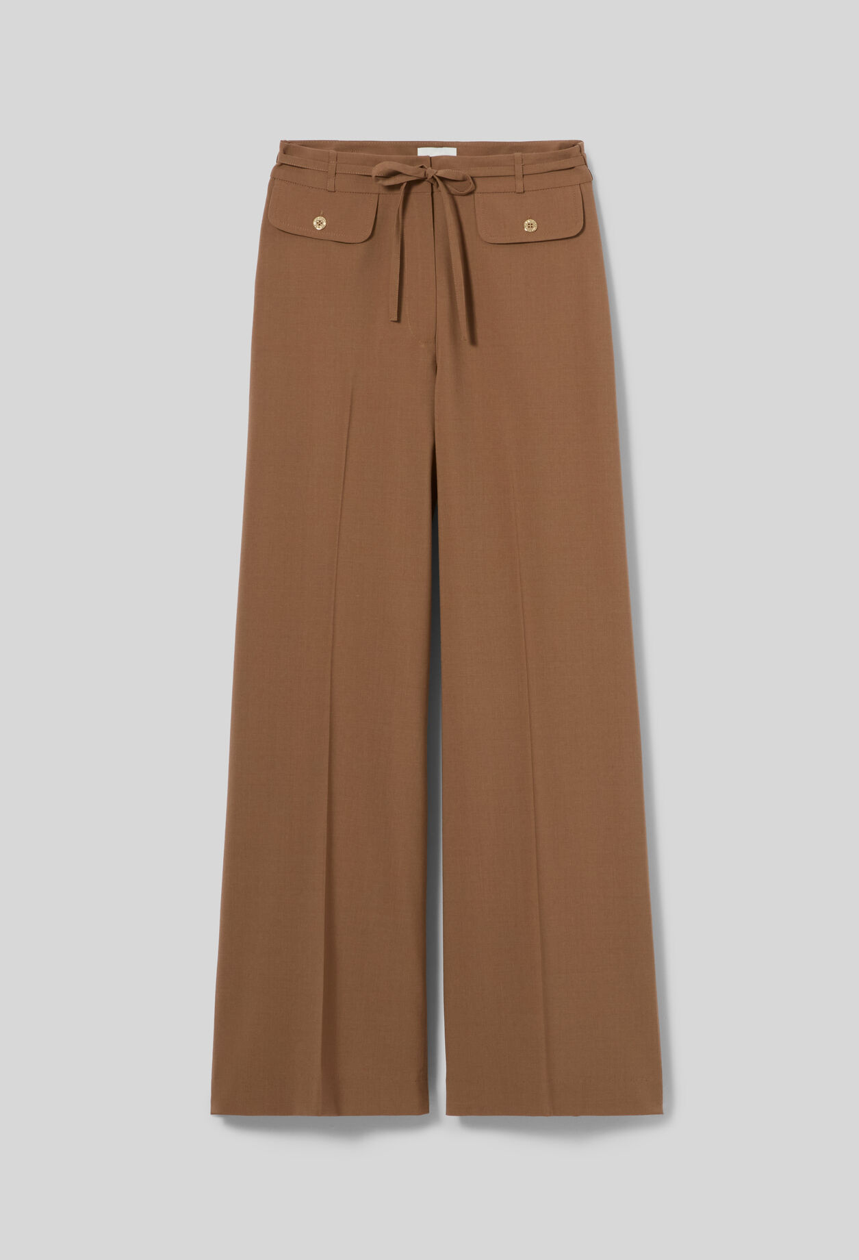 Wide-leg wool blend trousers