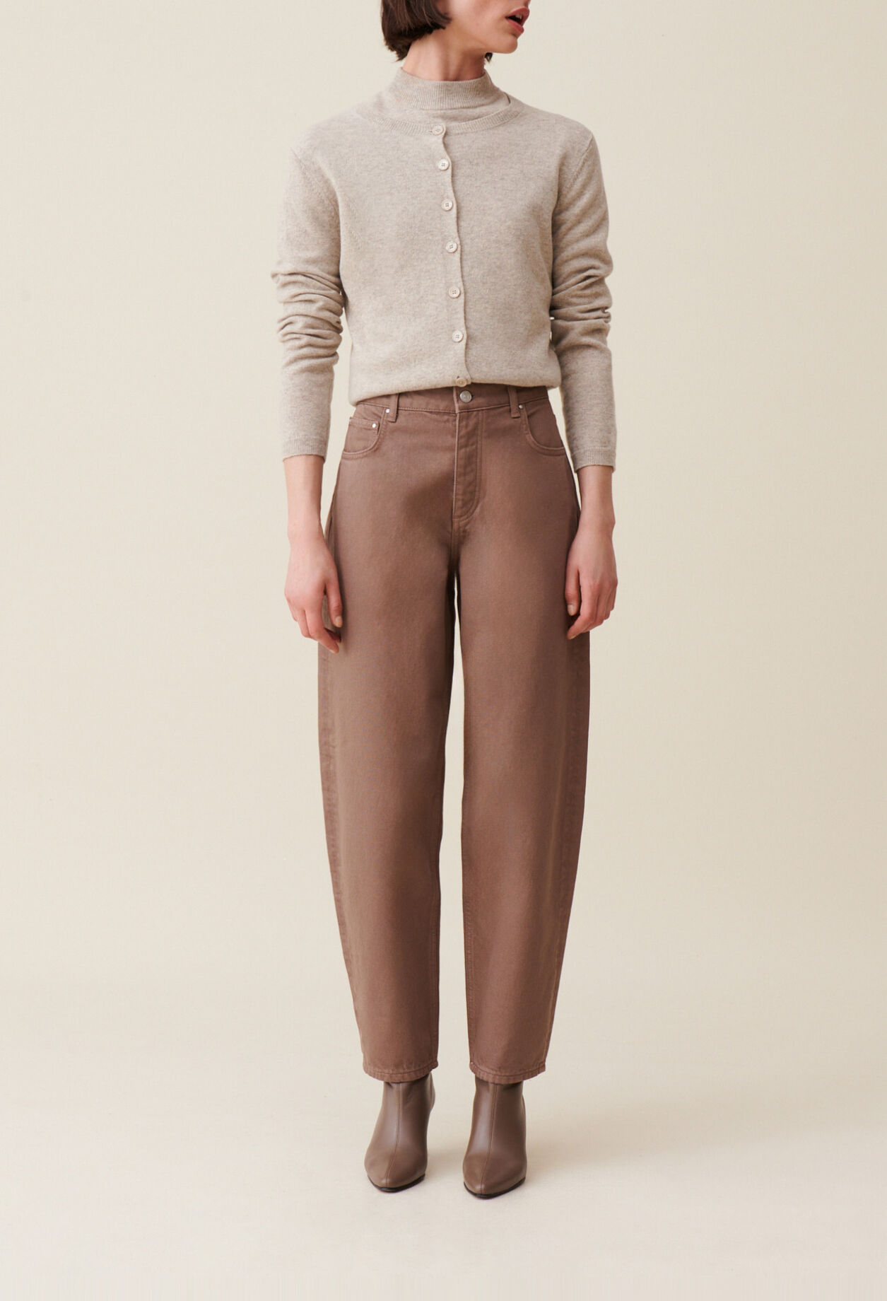 Luc taupe high-waisted jeans