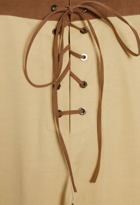 Two-tone lace-up trousers