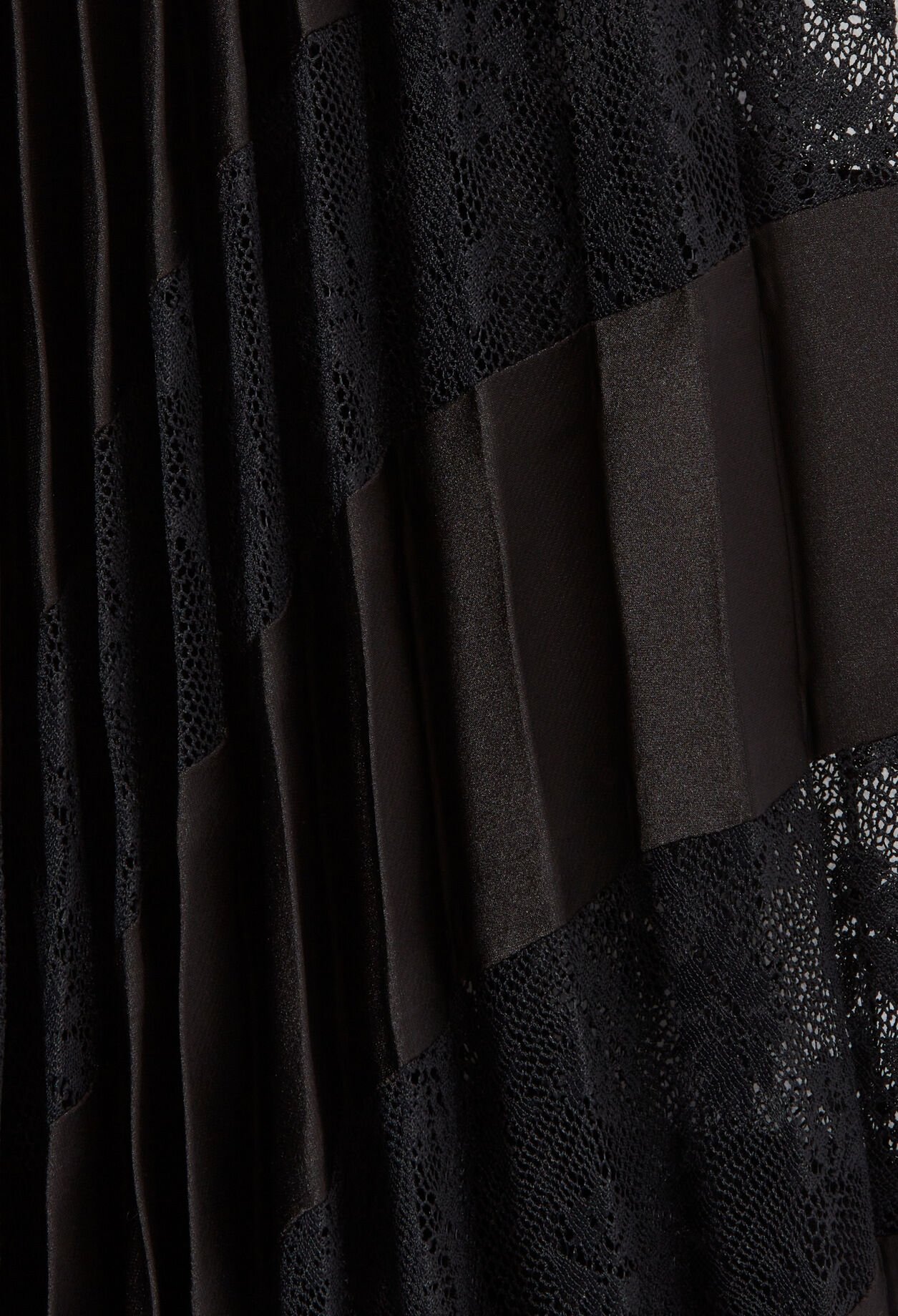 Pleated satin and lace skirt