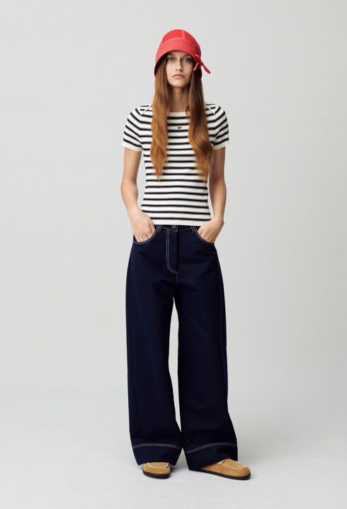 Fine-Knit Breton Stripe Top