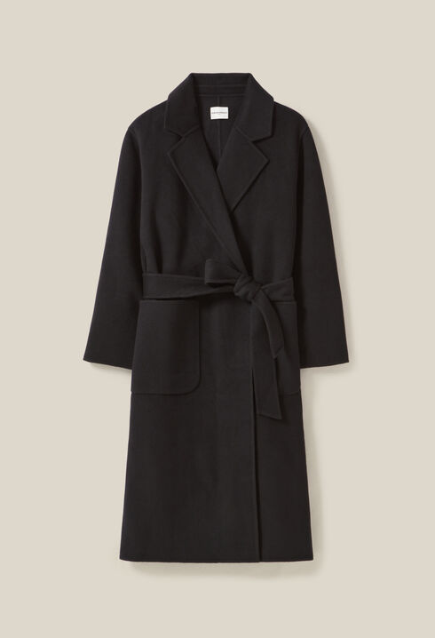 Black belted long coat